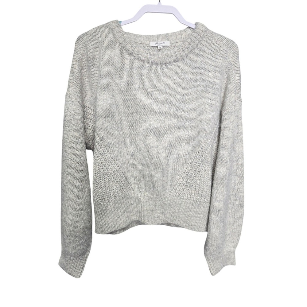 Madewell Crewneck Sweater Womens Large Heather‎ Gray Chunky Knit Pullover NWT